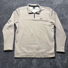 Under Armour Sweater Mens Large Tall LT Beige 1/4 Zip Long Sleeve Storm Golf