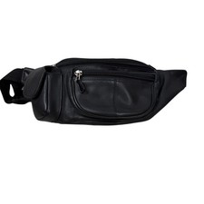 ILI Leather Fanny Pack Unisex Black Genuine Leather Waist Bag Travel Pouch