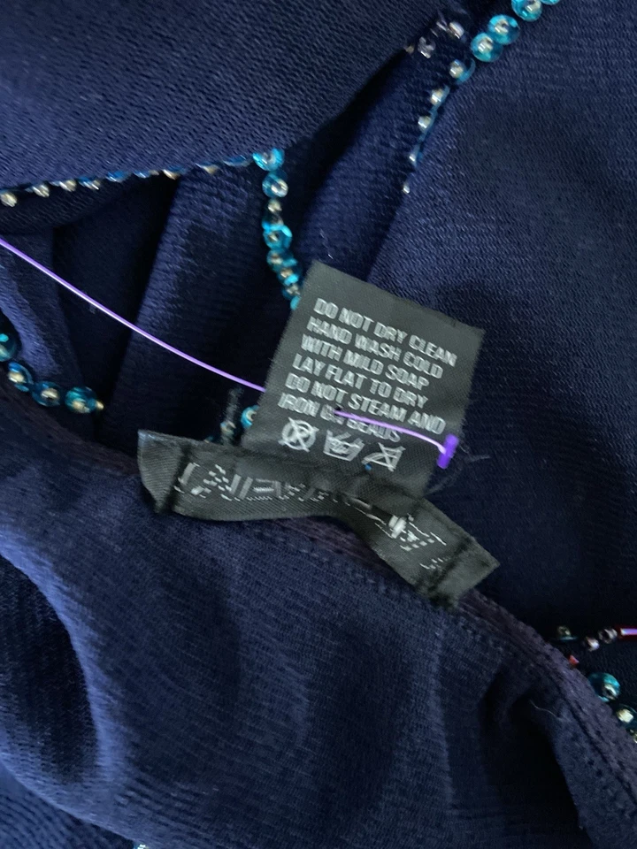 Vintage Vivienne Tam Beaded Mesh Maxi Skirt Size 2 Blue Y2K Glam Statement Party - Image 3 of 4