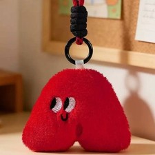 Cute Red Plush A Letter Keychain Backpack Cha...