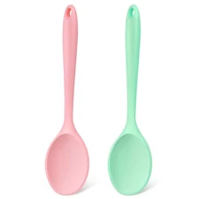 Silicone Mixing Spoons 2-Pack, 10.8" Large High Heat Resistant Nonstick Cooking