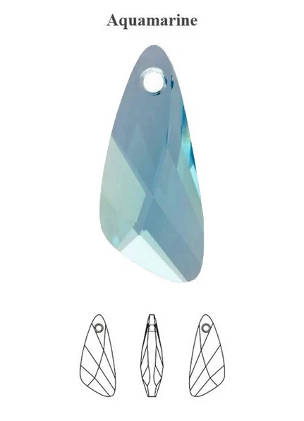 Venta al por mayor Swarovski 23mm 6690 Cristal Ala Gota, Azul Aguamarina, 1 pieza Foto 3 de 4