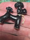 Vintage Black Japan Pocelain Spaghetti Trim Poodle Puppies Figurines — photo 3