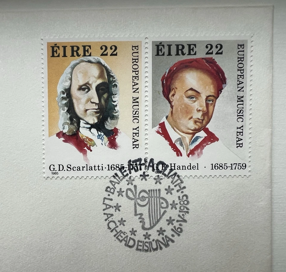 Irlanda 1985 Año Europeo de la Música EIRE Primer Día Cubierta Estampillas Irlandesas 2 x FDC Foto 2 de 3