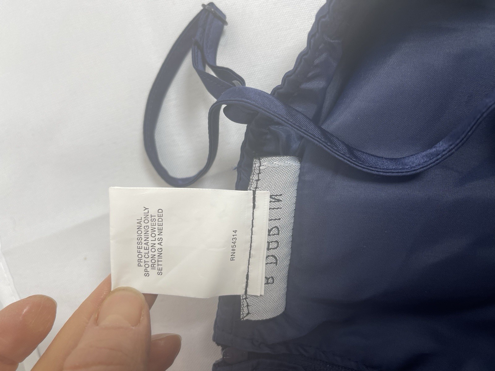 B Darlin Prom Dress Maxi Silk  Navy Gown Wedding Formal Sz 11/12 Spaghetti Strap