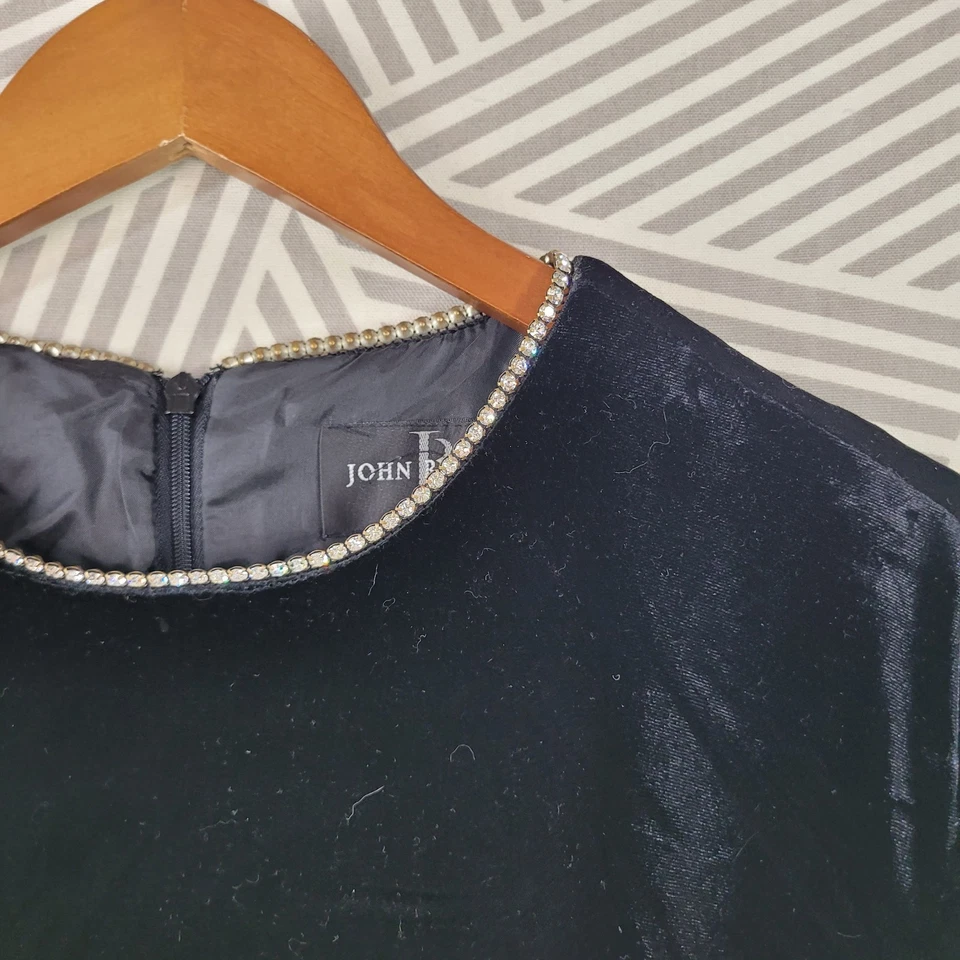 Vintage Velvet Sheath Dress Plus 18W 20W Evening Special Event Jewel Collar - Image 4 of 4