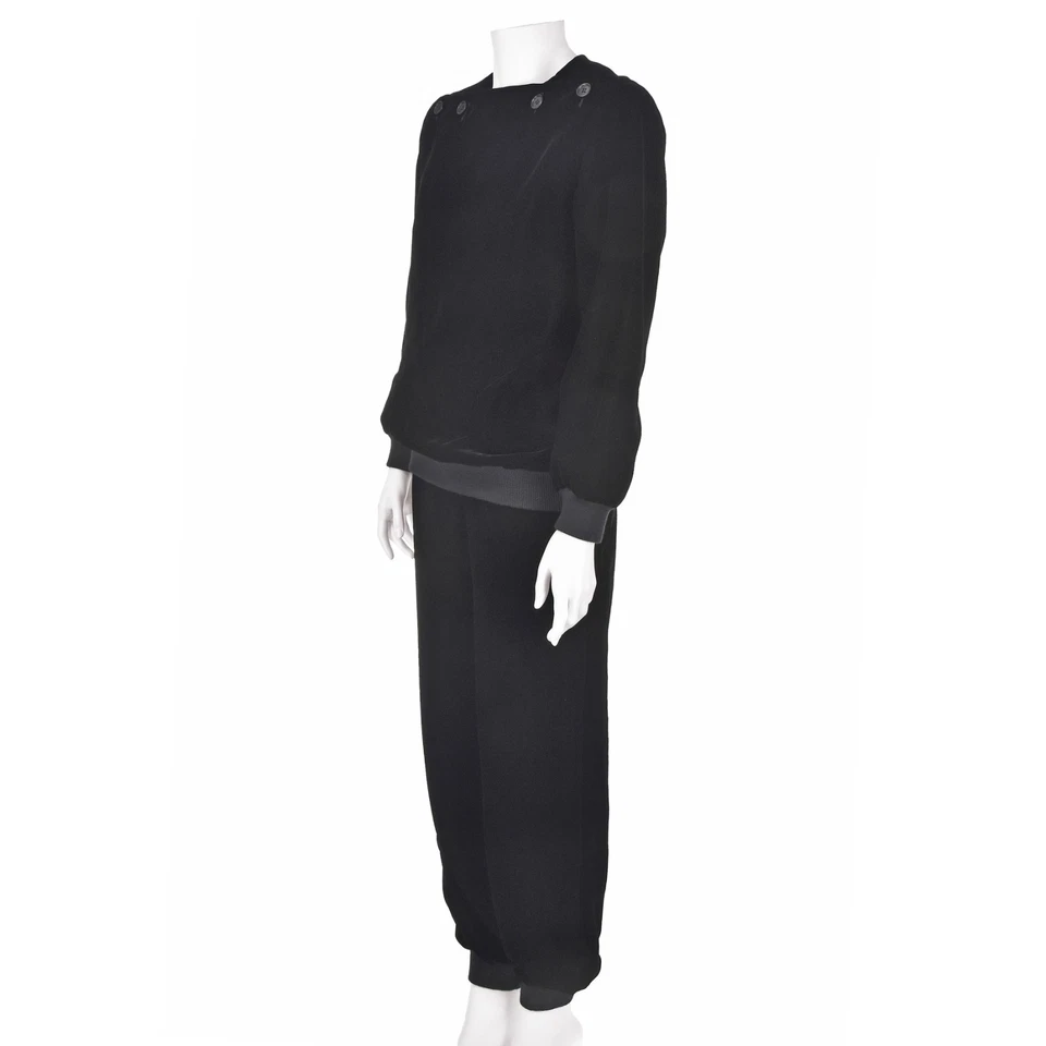 VALENTINO Vintage Black Velvet Athleisure Suit with Knit Jogger Cuffs SZ 0-2 XS - Image 4 of 4