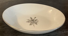 Wellington Fine China Serving Bowl Midnight Rose 10 3/8" Oval Silver Trim EUC