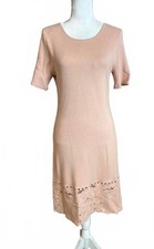 Ann Taylor blush sheath dress with embroidered eyelet hem medium