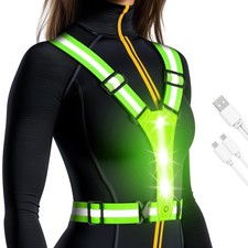 LED Reflective Running Vest - Light Up With 3 Modes, Rechargeable Night Gear ...