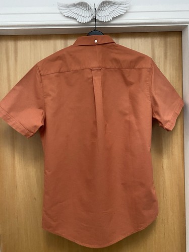 Farah Brewer Organic Cotton Short Sleeve Oxford Shirt Medium Moroccan Orange - Picture 3 of 6