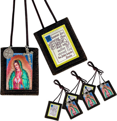 Scapulars Catholic,3 Pack Bulk Brown Scapular of Virgen De Guadalupe Necklace,Es