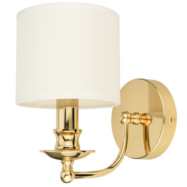 Wandlampe Metall Stoff 25 Cm Hoch In Gold Weiß E14 Klein Wandleuchte Bett Sofa-image