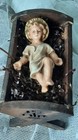 💝 antikes Jesuskind .. Christkind , gemarkt .. in Holzkrippe