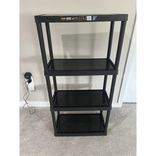 Gracious Living 4 Shelf Fixed Height Light Duty Storage Unit Black Home Plastic