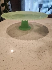 Vintage Hobnail Jadeite Pedestal Cake Stand Plate 13" Mid Century Decor Serving