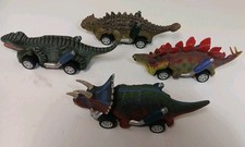 Lot Of 4 Dinosaur Pullback Cars Toys Triceratops Stegosaurus
