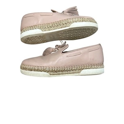 TOD'S Leather Tassel Espadrille Slip On Shoes Powder Pink Size 36.5 US 6.5
