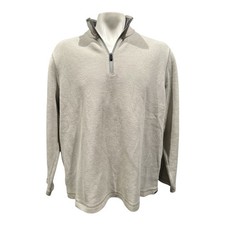 Eddie Bauer Men's XL Quarter Zip Knit Pullover Oatmeal Cotton Blend Normcore