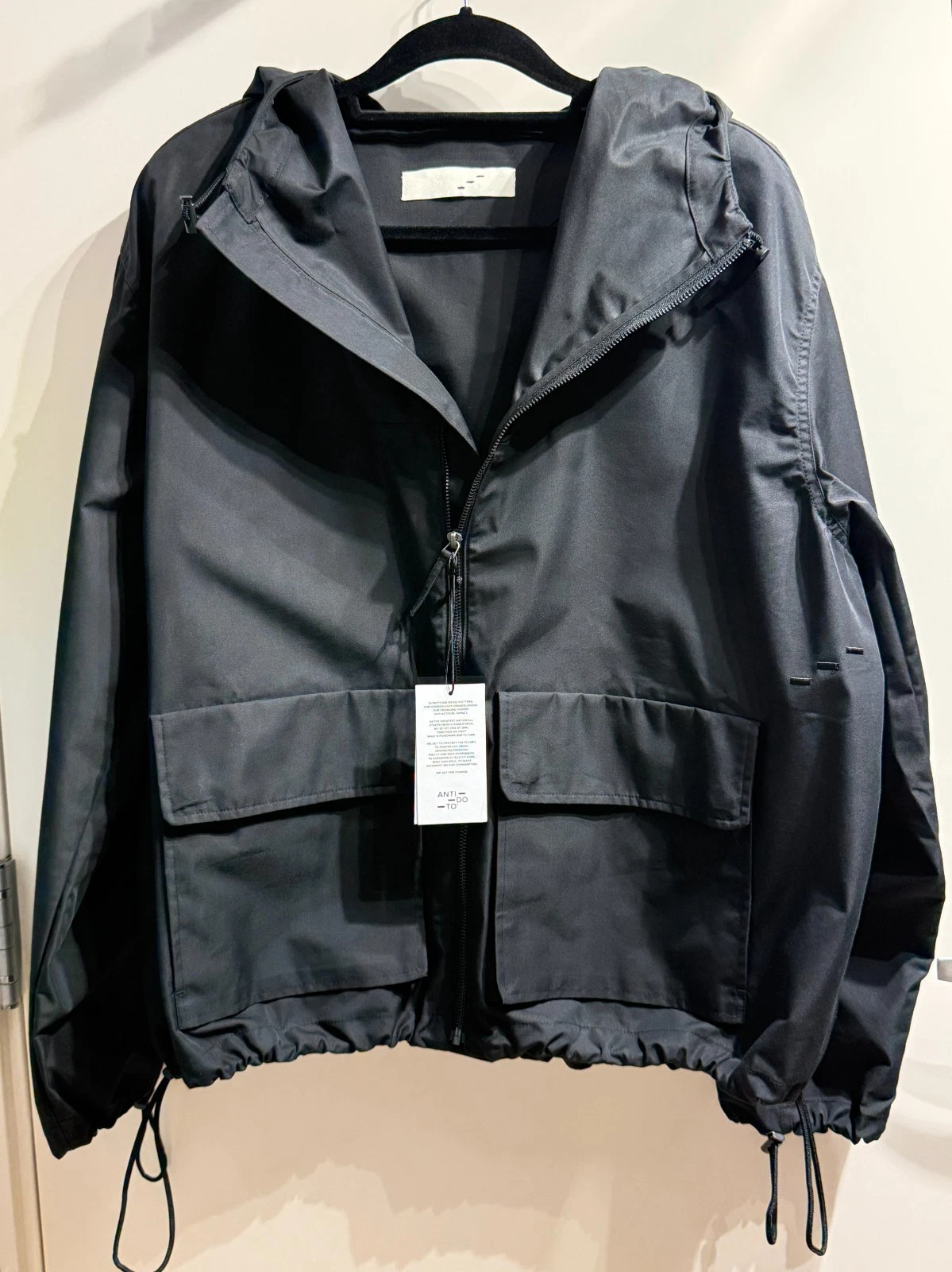 ANTI-DO-TO Unisex XL Black Hooded Rain Jacket  Made in Italy MSRP $250.00  #104 image 6
