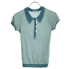 mina perhonen striped knit polo shirt blue used hs8174