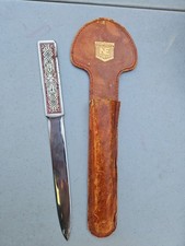 Vintage Letter Opener Scissors Desk Sheath Solingen Germany Red on Metal