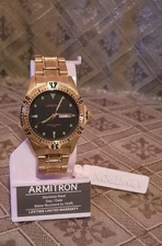 NEW Armitron Stainless Steel Goldtone Watch Day/Date-Water Resist-Papers/ No Box