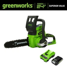 Greenworks 24V 10 Cordless Chainsaw 2.0 Ah Battery & Charger lithium-ion 20362