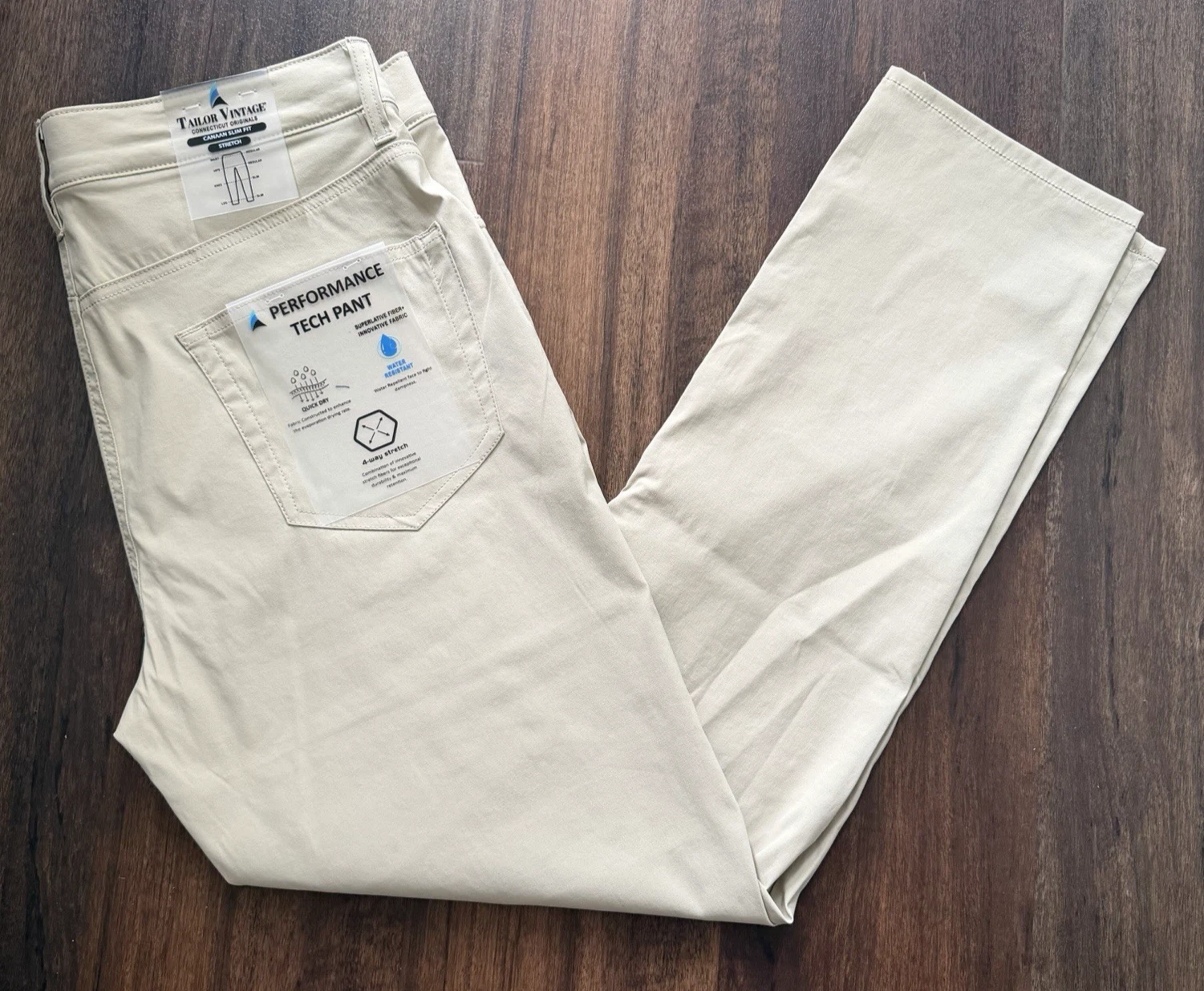 Tailor Vintage NWT Men's 38x30 Stone Nylon Pants Performance Canaan Slim Fit NEW