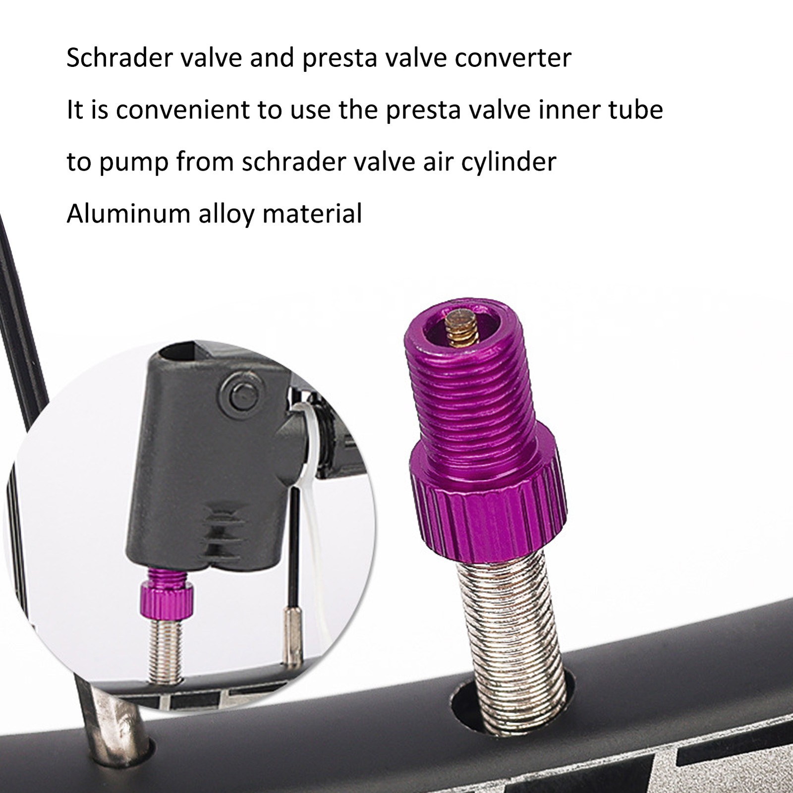 2pcs/set Presta To Schrader Bicycle Valve Converter Wearproof Mountain Bike Pump