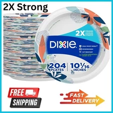Dixie Large Paper Plates,10 Inch, 204 Count,2X Stronger,Microwave-Safe-Strong-US