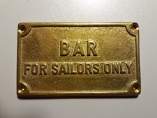 TARGA TARGHETTA ARREDAMENTO OTTONE BAR FOR SAILORS ONLY 95X55 mm.