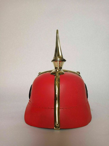 Leather Armor Spike Helmet German Pickelhaube Prussian Helmet Red Helm - Picture 3 of 3