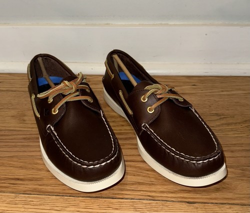 SPERRY Topsiders Shoes Size 9.5 Women’s Brown Leather Lacing With Box