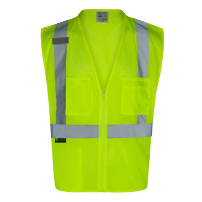 CLARO Everyday ANSI Class 2- 3 Pockets Zipper Vest Hi Vis