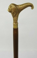 Victorian Vintage Brass Lion Head Handle Wooden Walking Stick Cane Handmade Gift