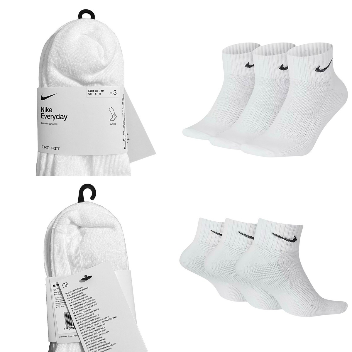 ⭐️⭐️⭐️ Nike Ankle Socks 3 Pairs Pack Everyday Cushioned UK 5-8 | eBay