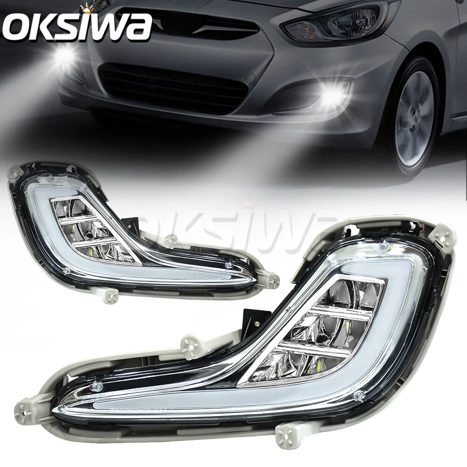 Luces antiniebla LED + DRL para Hyundai Accent 2012-17 sedán/hatchback lámpara de parachoques delantero Foto 3 de 4