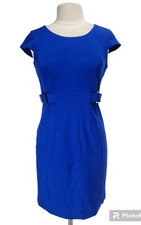 Calvin Klein Women Size 6 Blue Sheath Mini Dress Crew Neck Cap Sleeve   172P
