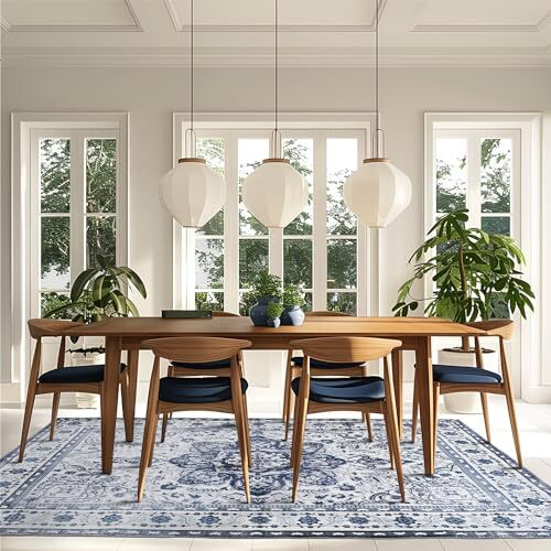 Tumble Rugs Washable Dining Room Area Rug for Living Room Non 8x10 Blue - Picture 5 of 6