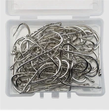 100Pcs Baitholder Bait Hook High Carbon Steel Silver Long Shank Fishing Hooks