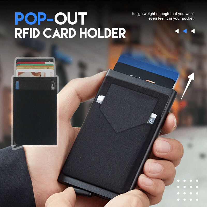 Card Holder Smart Wallet RFID Blocking Minimalist Automatic Pop-up Men Women-image