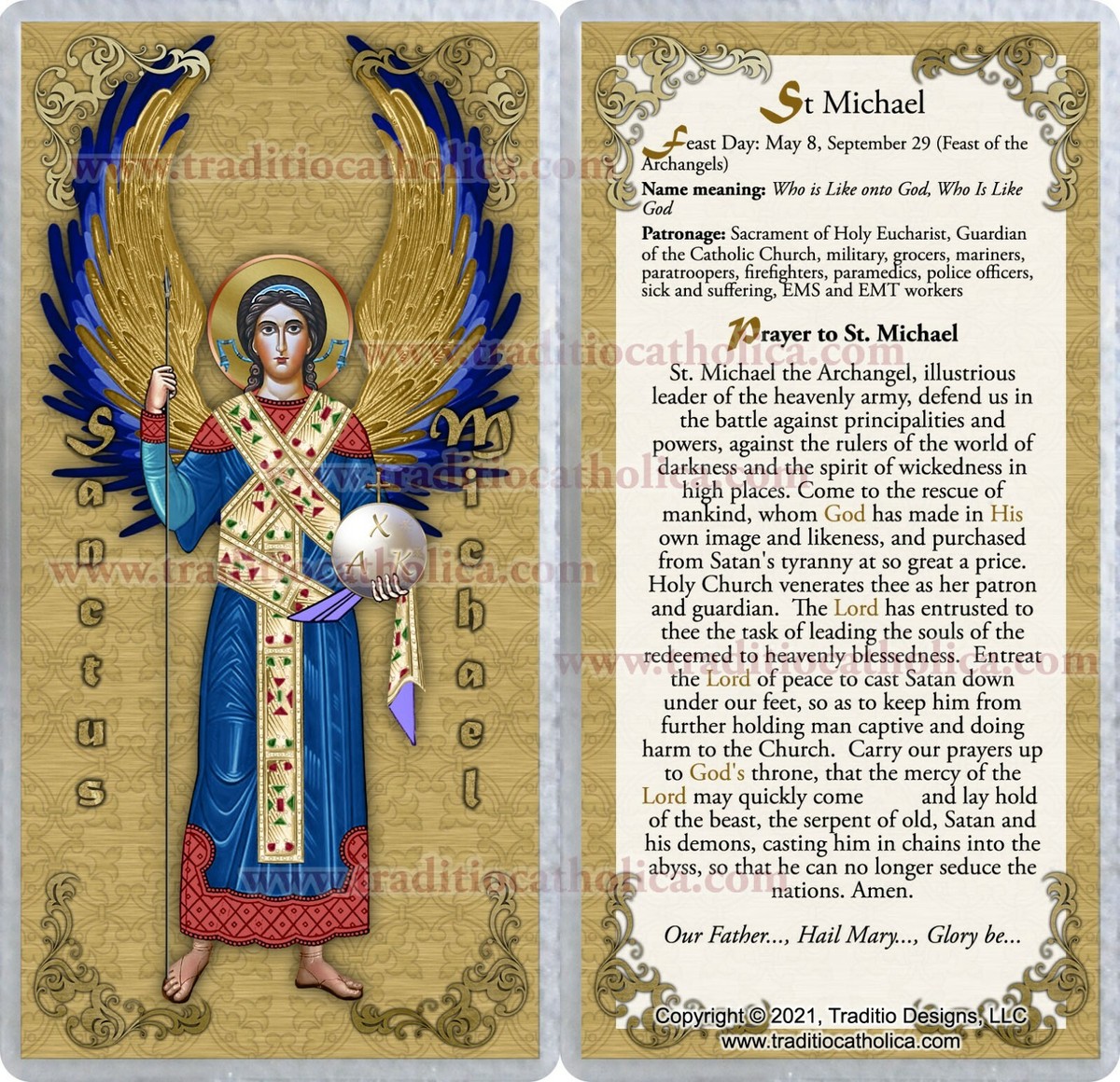 Prayer Card To St Raphael Laminated Saint Michael The Archangel Holy ...