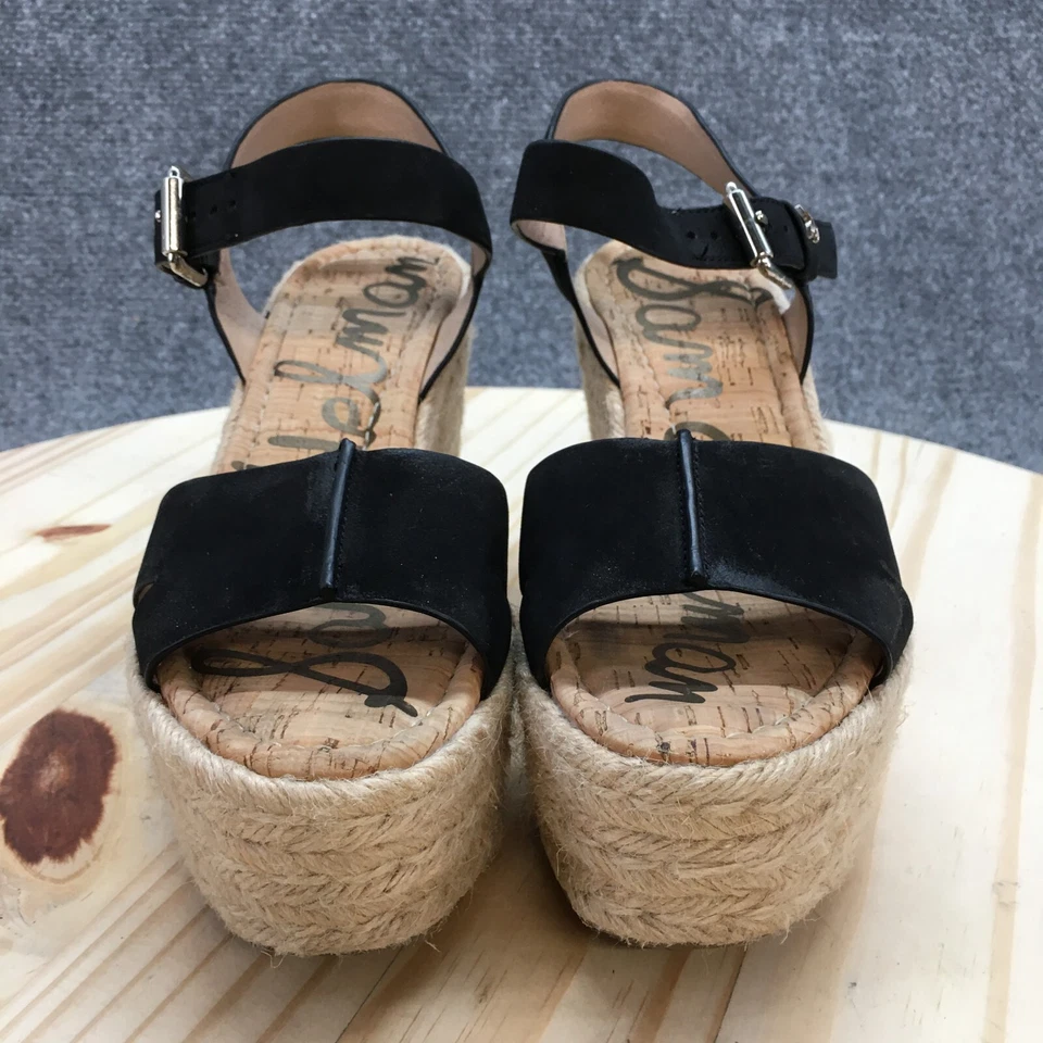 Sam Edelman Tacones Mujer 7 M Maura Alpargata Plataforma Cuero Negro Correa al Tobillo Foto 4 de 4