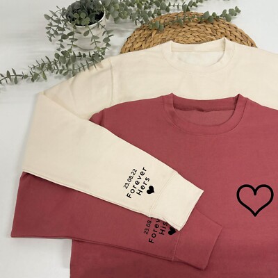 Personalised Couples Sweatshirt: Forever Love Valentines Anniversary Mr&Mrs Gift