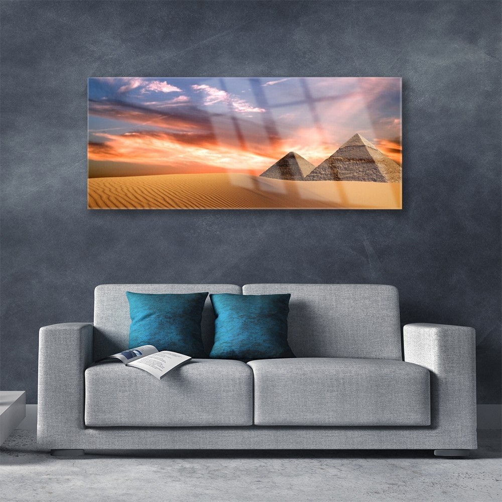 Impression sur verre image tableaux 125x50 architecture désert pyramides - 2