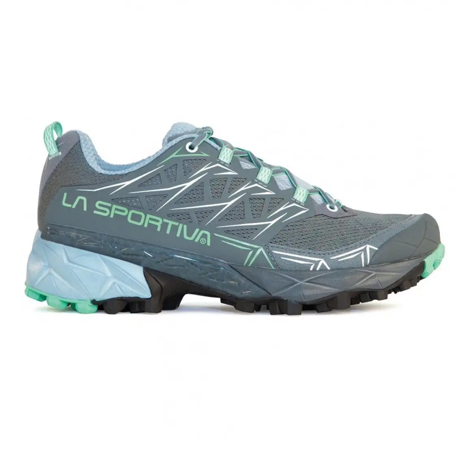 Zapatos para correr La Sportiva Akyra GTX resistentes de trail Gore-Tex gris azul 37,5/6,5