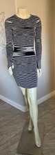Cotton On Space Dye Rib Knit Bodycon Long Sleeve Dress Black XXSMALL