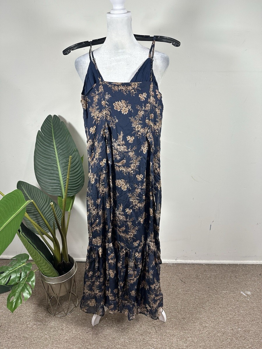blue silk cami dress Midnight Blue Silk Cami Midi Dress Azlinn Hope