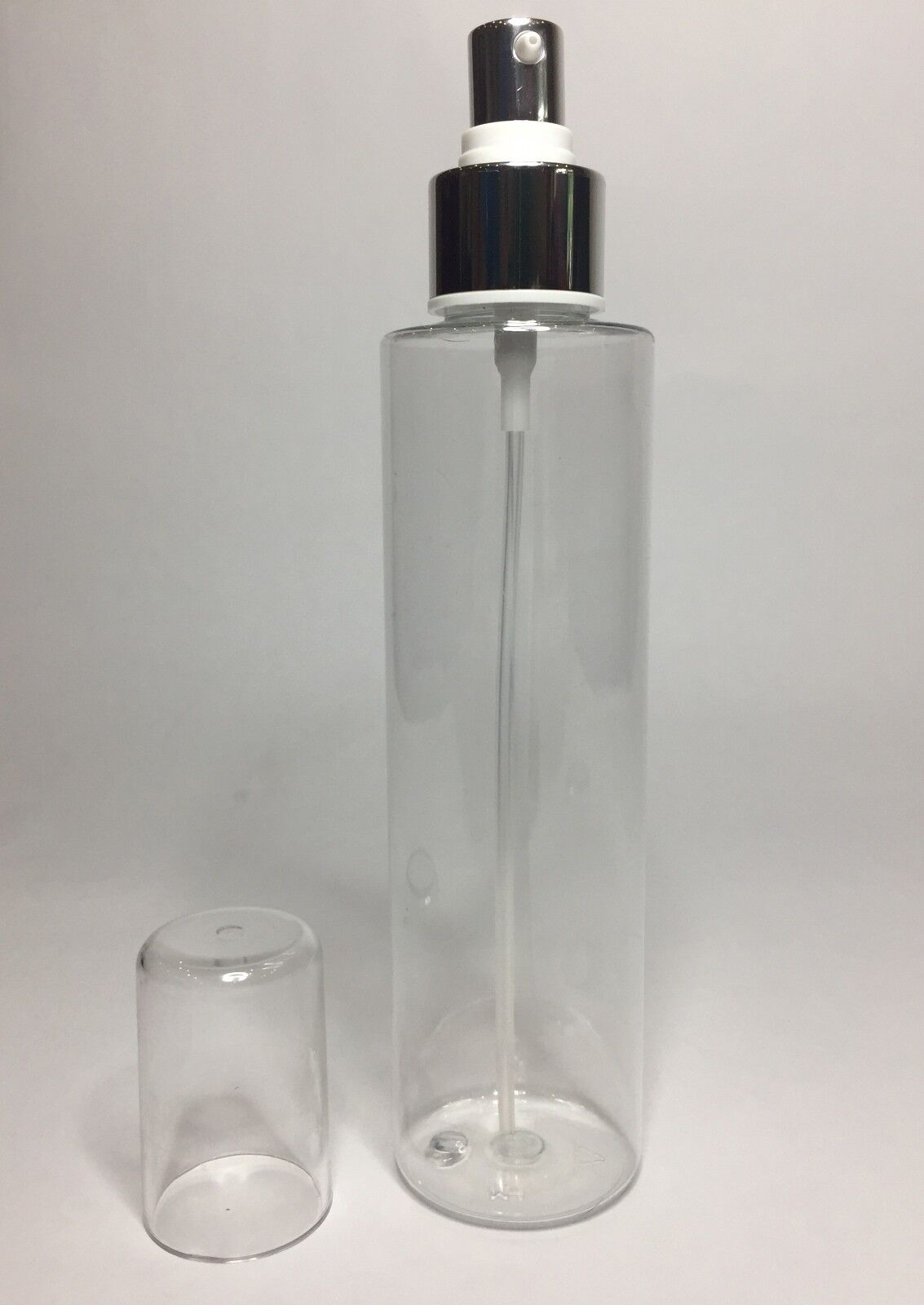 150ml Cylindrical PET Plastic Bottles And Shiny Silver Serum Pump *ANY AMOUNT* Gratis landelijk, standaard